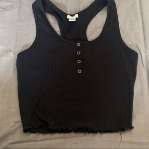 Cropped Black Lettuce Bottom Tank NWOT